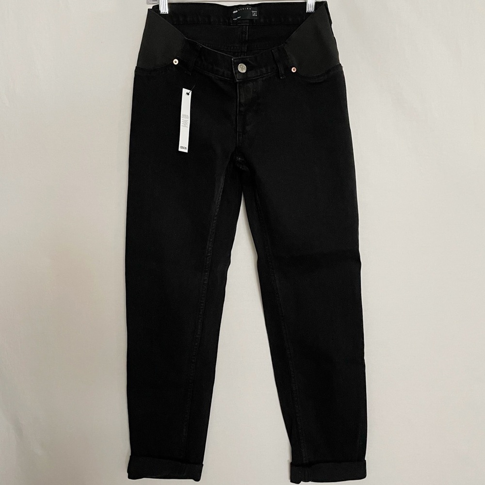 ASOS Maternity NEW Essential Black Jeans Stretch Fabric Panels